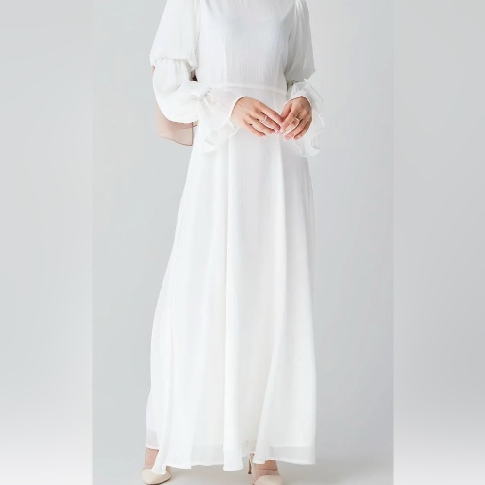 White Long Sleeve Dress (Lined)